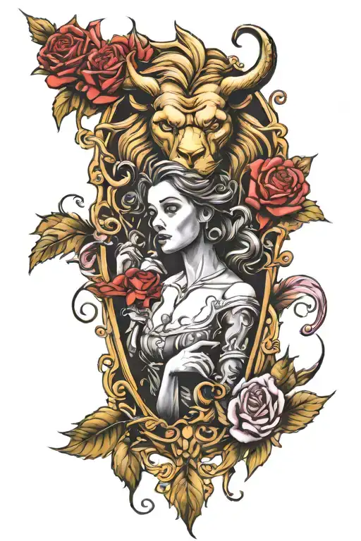 beauty and the beast tattoo design idea
