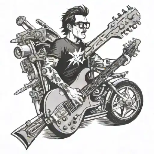 subtle Weezer in the garage tattoo design idea