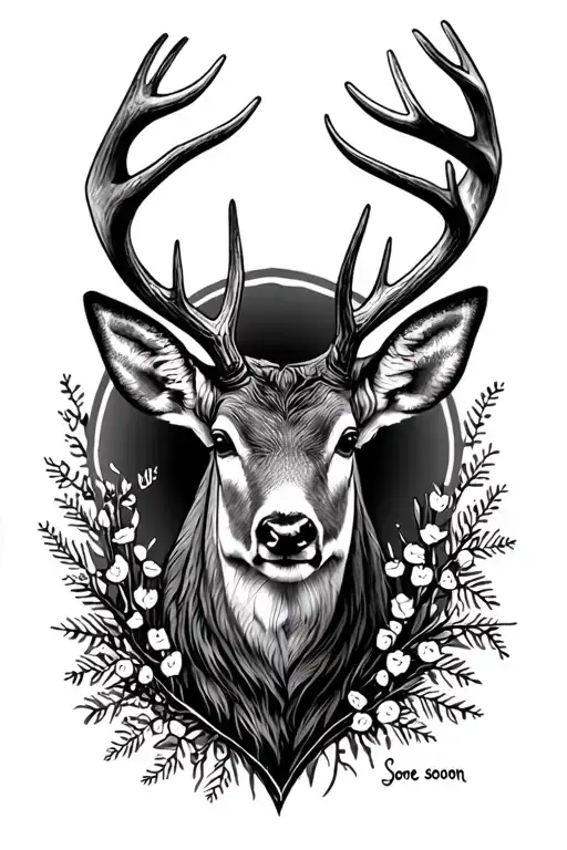 memorial, gone hunting see you soon, dad, antlers without dear face tattoo design idea
