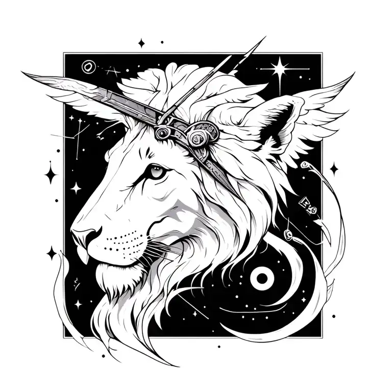 Combination cancer leo sagittarius aquarius constellation tattoo design idea