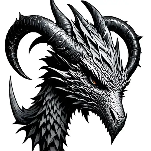 mini horns bahamut head tattoo design idea
