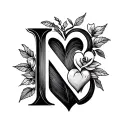 letter n and c with a heart tattoo design idea