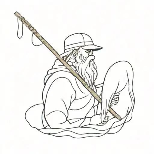 deceased fisherman grandfather tattoo design idea