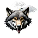 wolf, moon, eagle tattoo design idea