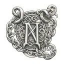 3d chain with initials N V A tattoo design idea