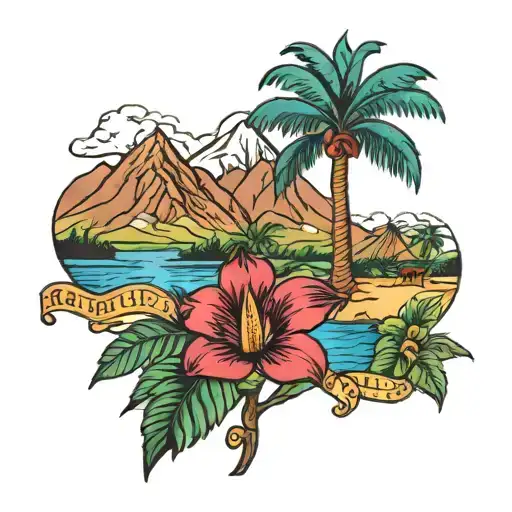 Haiti mountains with the Fleur tattoo design idea