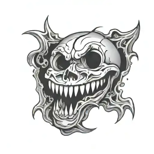 smiley face ripping in half with skull underneath  tattoo design idea