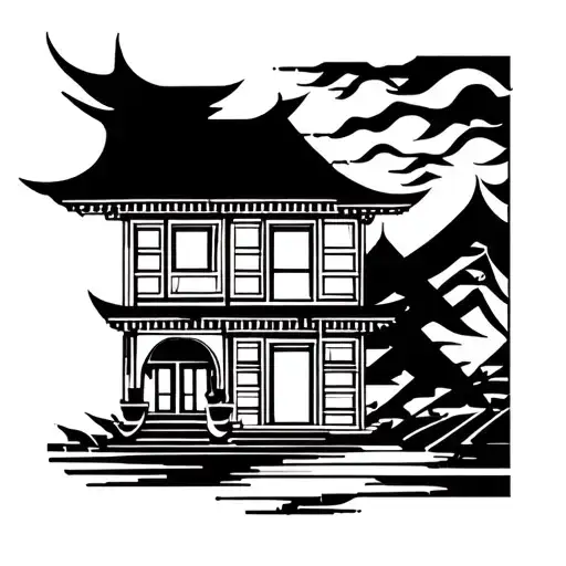 chine house tattoo design idea