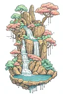 waterfall cascading tattoo design idea