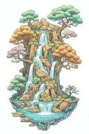 waterfall cascading tattoo design idea