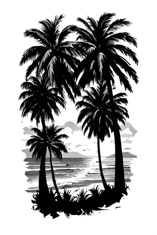 venice beach palm trees tattoo design idea