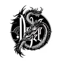 "Denzel" Dragon Echo with letters tattoo design idea