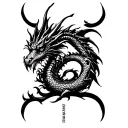 "Denzel" Dragon Echo with letters tattoo design idea