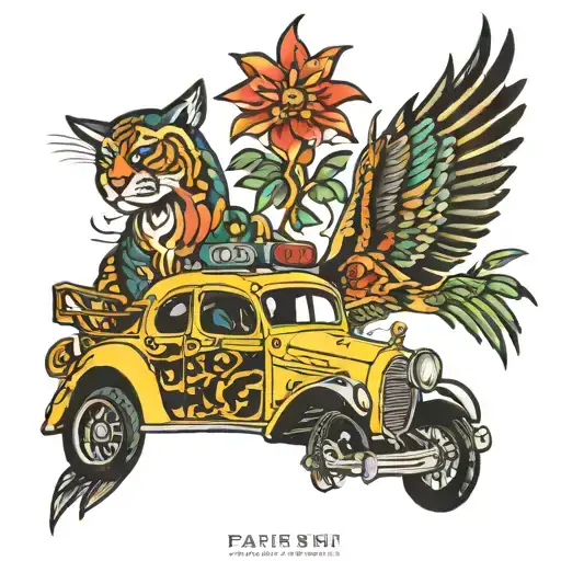 paradise taxi tattoo design idea