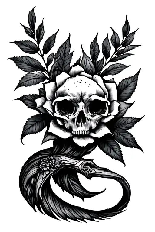 black and white metalcore nature inspired tattoo no people tattoo design idea
