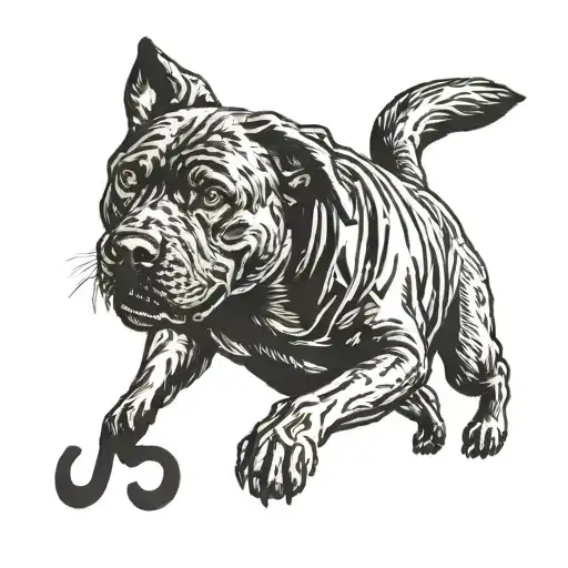 replace John McClane's face with that of a black Labrador retriever in the iconic image of McClane crawling through duct tattoo design idea