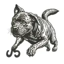 replace John McClane's face with that of a black Labrador retriever in the iconic image of McClane crawling through duct tattoo design idea