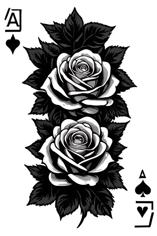 poker cards and roses tattoo design idea