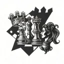 chess board king and queen tattoo design idea