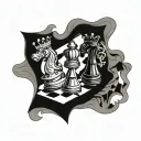 chess board king and queen tattoo design idea