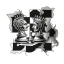 chess board king and queen tattoo design idea
