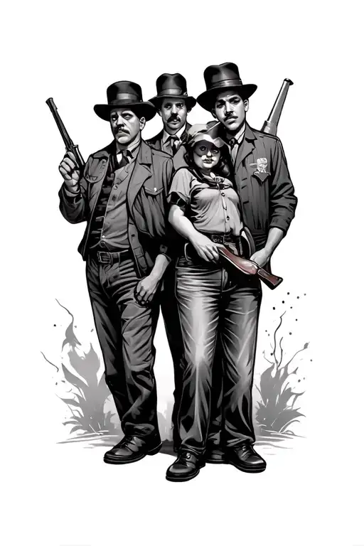 family old school gangsters tattoo design idea