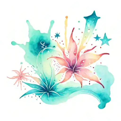 pulse from him stars sea fireworks tattoo design idea