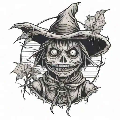 evil creepy scare crow kid looking tattoo design idea