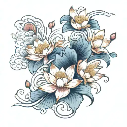 lotus flower wind bars forming tattoo design idea