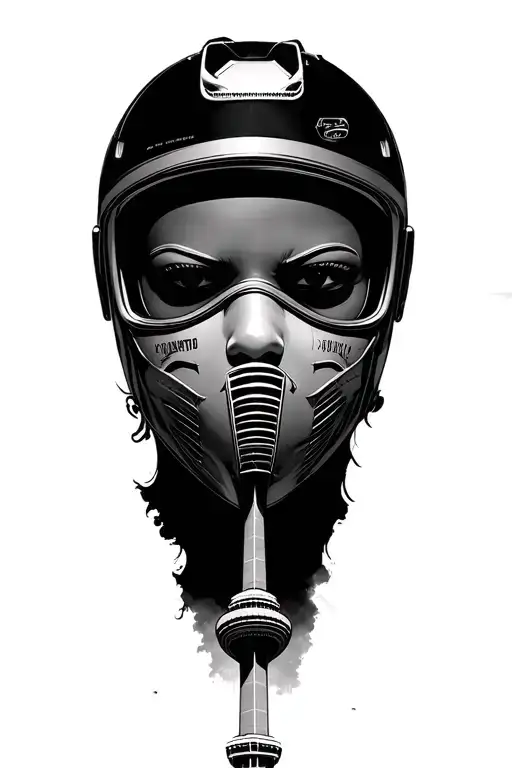 ski mask car aero plane cn tower toronto tattoo design idea