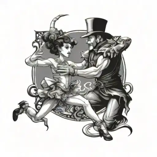 puppet master controlling a dancer tattoo design idea