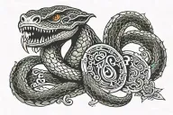 king cobra wrapped around the ace of spades card tattoo design idea