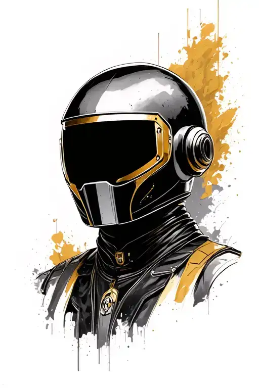daft punk helmet gold black tattoo design idea