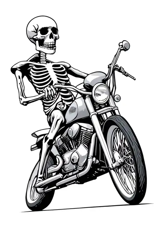 skeleton riding motorcycles tattoo design idea