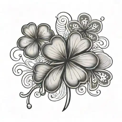 5 leaf clover with kids names incorporated tattoo design idea