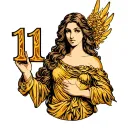 aphrodite goddess holding number 11 and number 05 tattoo design idea