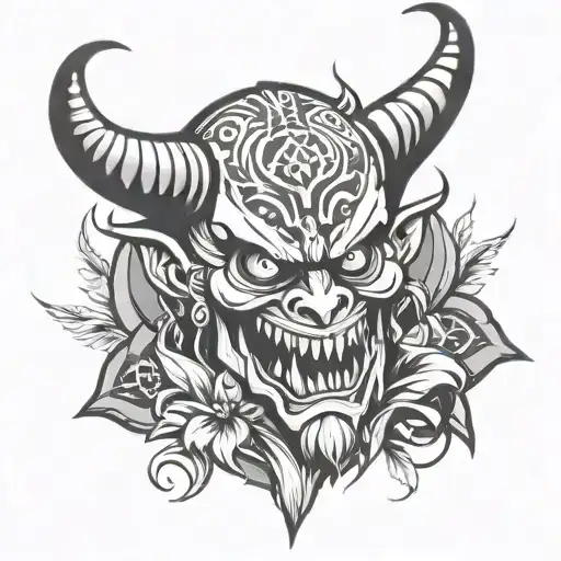 slavic neo traditional demon tattoo design idea