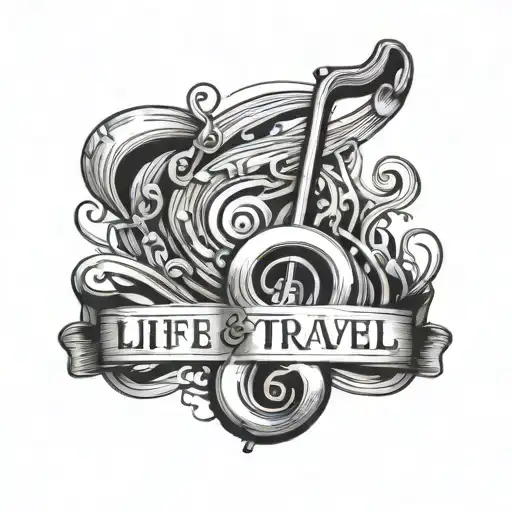 life, travel, musical note, keep going tattoo design idea