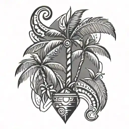 palm tree dominican puerto rican taino symbol surrounded tattoo design idea