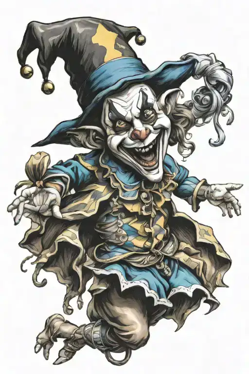 dancing jester tattoo design idea