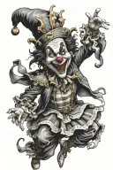 dancing jester tattoo design idea