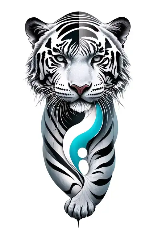 white tiger intertwined yin-yang tattoo design idea