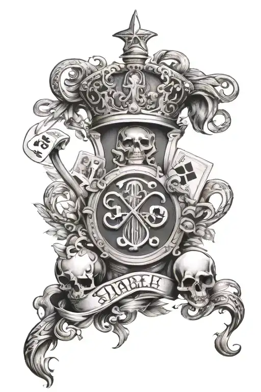 Life a gamble with money symbols incorporated 2760 st marys tattoo design idea