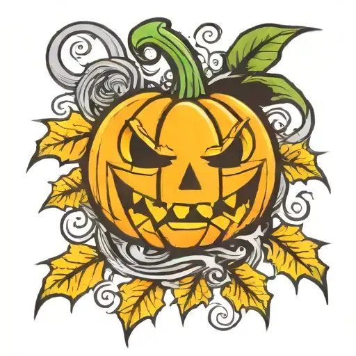 Halloween pumpkin character tattoo design idea