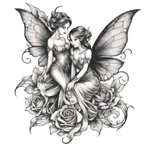 1 fairy on each side with 444 in the middle's very simple tattoo design idea