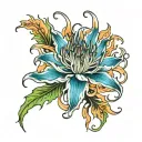 blue flaming spider lily tattoo design idea