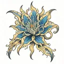 blue flaming spider lily tattoo design idea