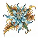 blue flaming spider lily tattoo design idea