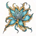blue flaming spider lily tattoo design idea