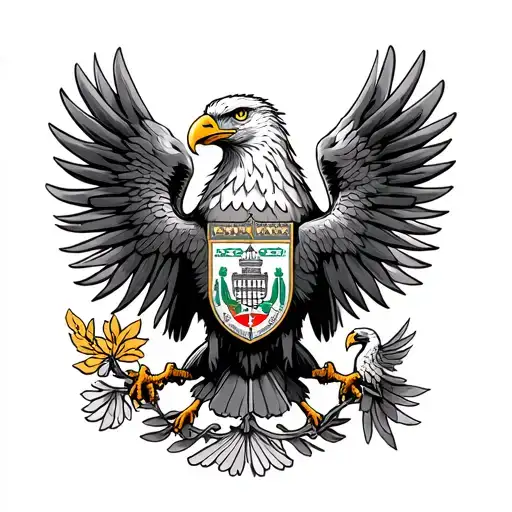 phillippine eagle with hungary parliament and philippines symbol tattoo design idea